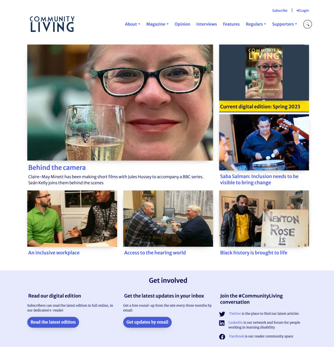 Community Living magazine site homepage